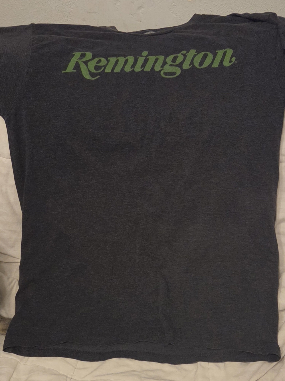 Remington Dark Gray Short Sleeve Tee with Green Script Logo